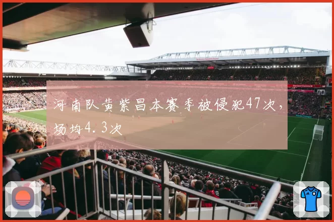 河南队黄紫昌本赛季被侵犯47次，场均4.3次